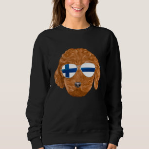 Finnish Flag Brown Poodle Dog Finland Pocket Sweatshirt