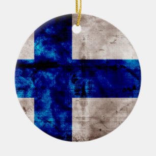 Finnish Flag Ceramic Tree Decoration