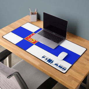 Finnish flag-coat of arms desk mat