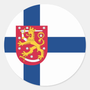 Finnish Flag & Coat of Arms, Flag of Finland Classic Round Sticker