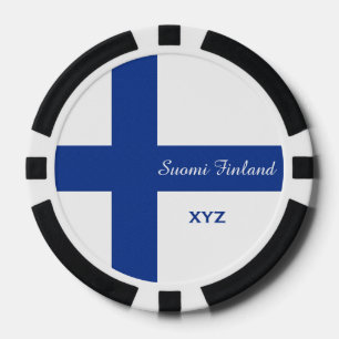 Finnish Flag custom monogram poker chips