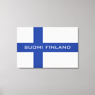 Finnish flag custom wrapped canvas