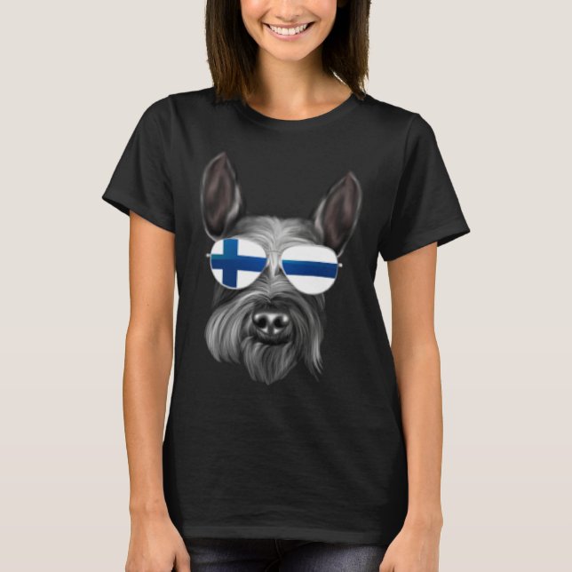 Finnish Flag Giant Schnauzer Dog Finland Pocket T-Shirt (Front)