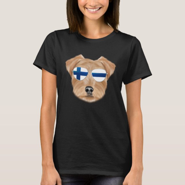 Finnish Flag Norfolk Terrier Dog Finland Pocket T-Shirt (Front)