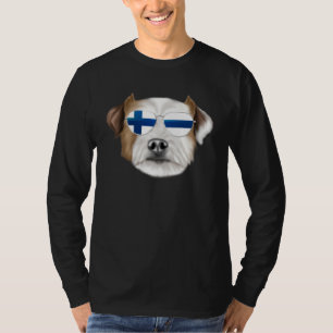 Finnish Flag Parson Russell Terrier Dog Finland Po T-Shirt