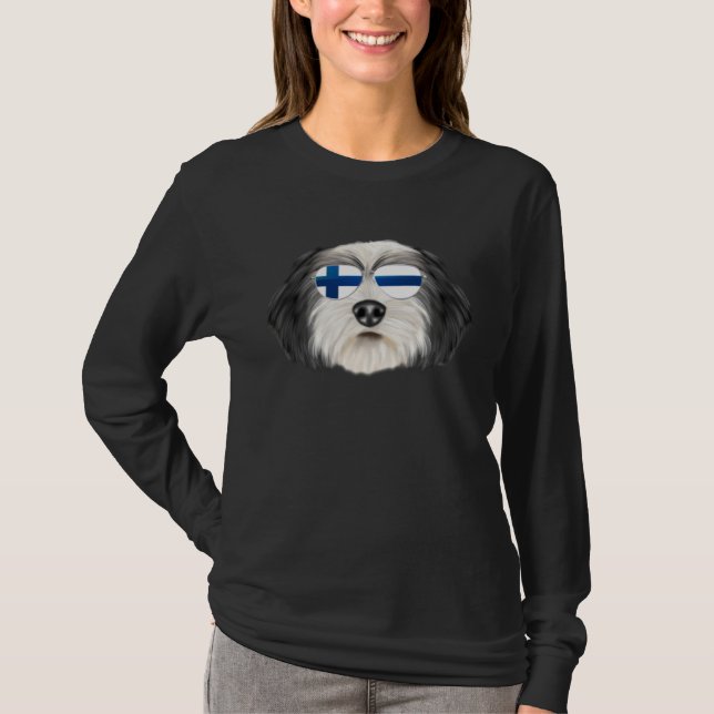 Finnish Flag Polish Lowland Sheepdog Dog Finland P T-Shirt (Front)
