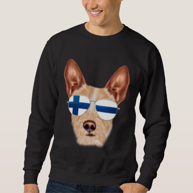 Finnish Flag Portuguese Podengo Pequeno Dog Finlan Sweatshirt (Front)