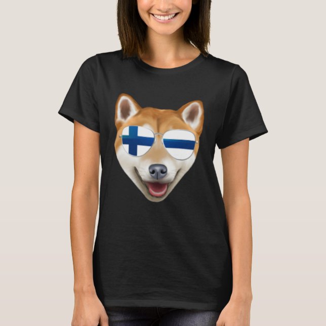 Finnish Flag Shiba Inu Dog Finland Pocket T-Shirt (Front)