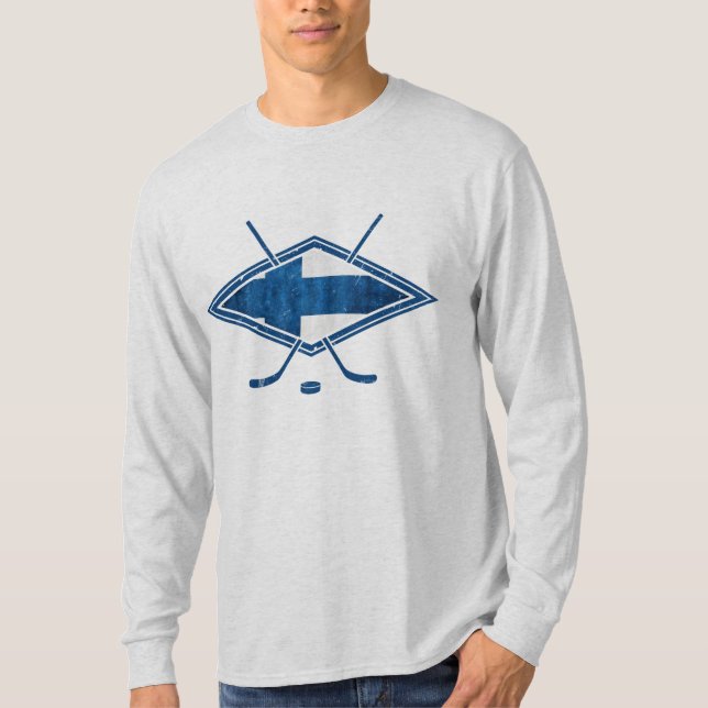 Finnish Hockey Flag Logo Suomi Hockey T-Shirt (Front)
