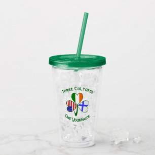 Finnish Irish American Flags Shamrock Personalised Acrylic Tumbler