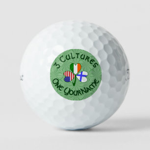 Finnish Irish American Flags Shamrock Personalised Golf Balls