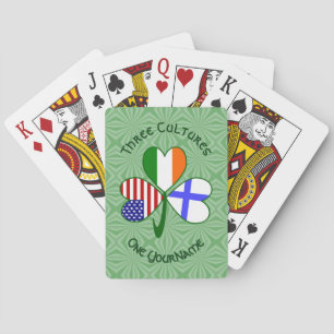 Finnish Irish American Flags Shamrock Personalised Playing Cards