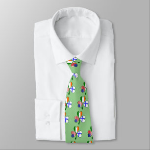 Finnish Irish American Flags Shamrock Personalised Tie