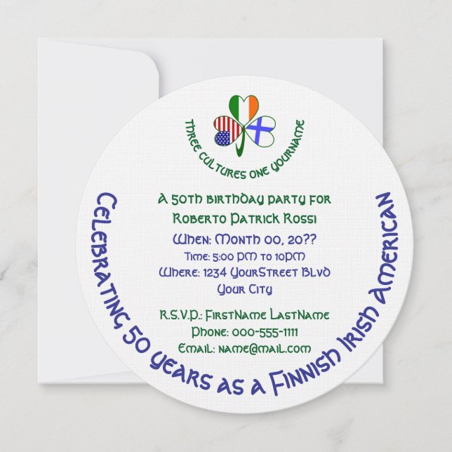 Finnish Irish American Shamrock Invitation (Front)