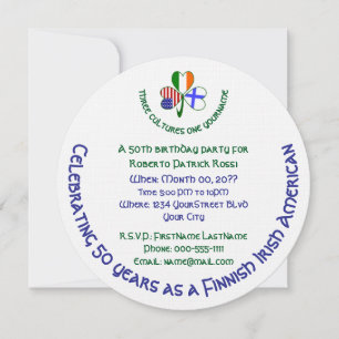 Finnish Irish American Shamrock Invitation