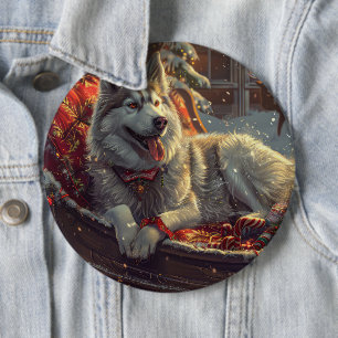 Finnish Laphund Dog Christmas Festive 6 Cm Round Badge