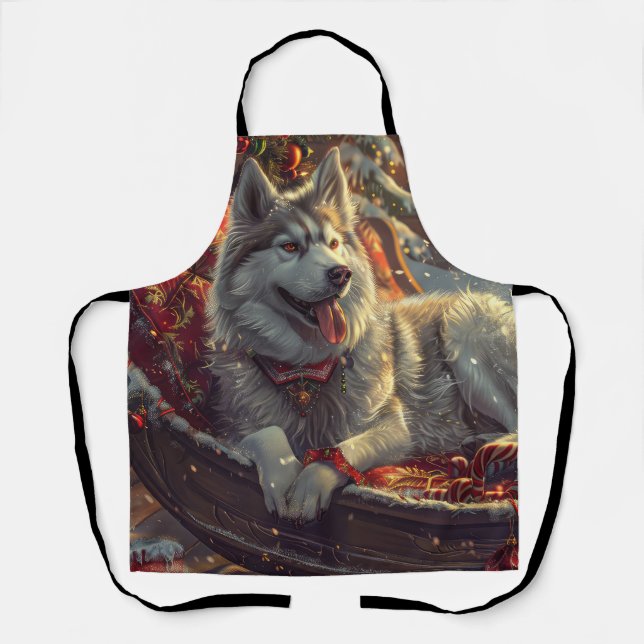 Finnish Laphund Dog Christmas Festive Apron (Front)