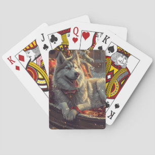 Finnish Laphund Dog Christmas Festive Playing Cards