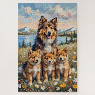 Finnish Lapphund Arctic Meadow Art Jigsaw Puzzle
