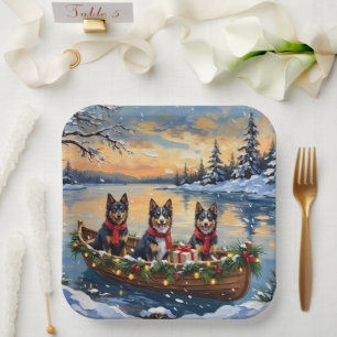 Finnish Lapphund Christmas Boat Holiday Paper Plate