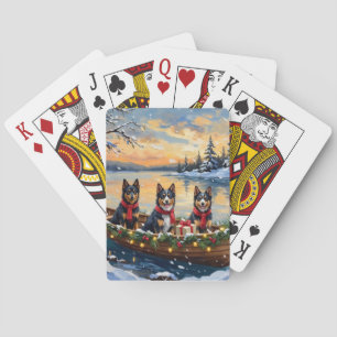 Finnish Lapphund Christmas Boat Holiday Playing Cards