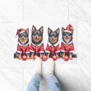 Finnish Lapphund Christmas Dress Santa Hat Doormat