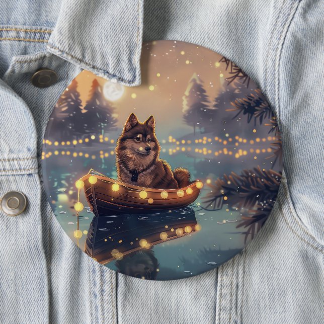 Finnish Lapphund Christmas Festive Voyage 6 Cm Round Badge (In Situ)
