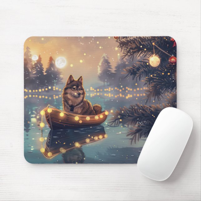 Finnish Lapphund Christmas Festive Voyage Mouse Pad (With Mouse)