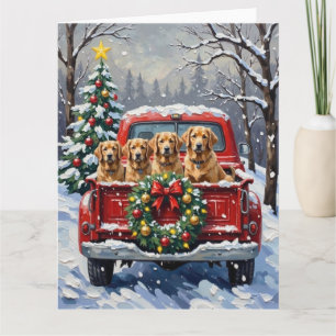 Finnish Lapphund Christmas Red Truck Holiday Card