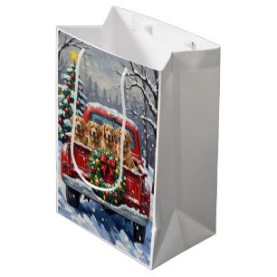 Finnish Lapphund Christmas Red Truck Holiday Medium Gift Bag