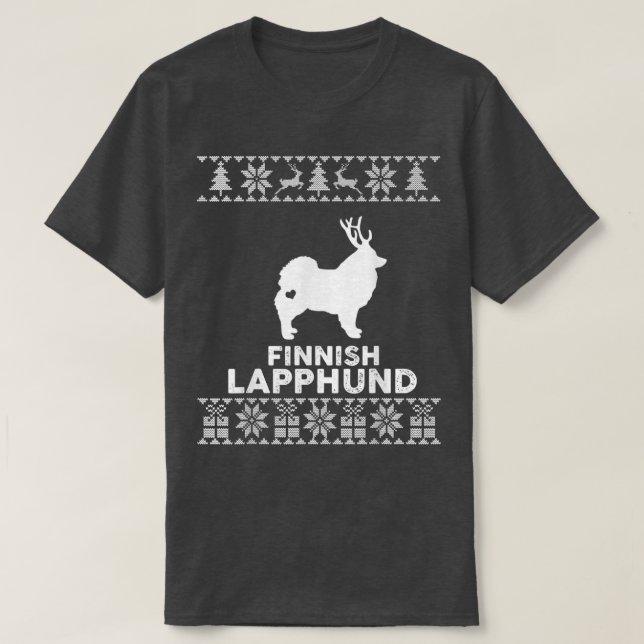 Finnish Lapphund Dog Lover Reindeer Ugly Christmas T-Shirt (Design Front)