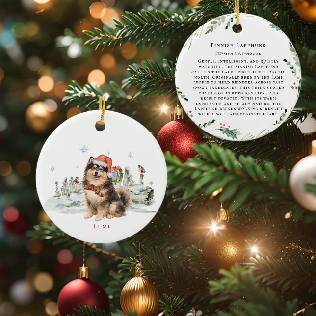 Finnish Lapphund Dog Monogram Ceramic Tree Decoration (Creator Uploaded)