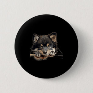 Finnish Lapphund Dog Mum Dad Peeking Puppy 6 Cm Round Badge