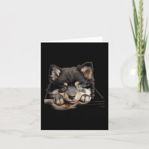 Finnish Lapphund Dog Mum Dad Peeking Puppy Card