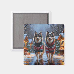 Finnish Lapphund Dogs Christmas Snow Holiday Magnet