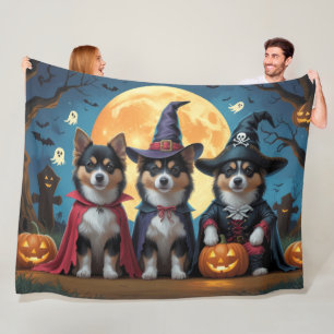Finnish Lapphund Dogs Pumpkin Halloween Funny Fleece Blanket