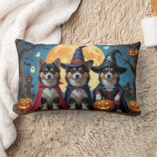 Finnish Lapphund Dogs Pumpkin Halloween Funny Lumbar Cushion