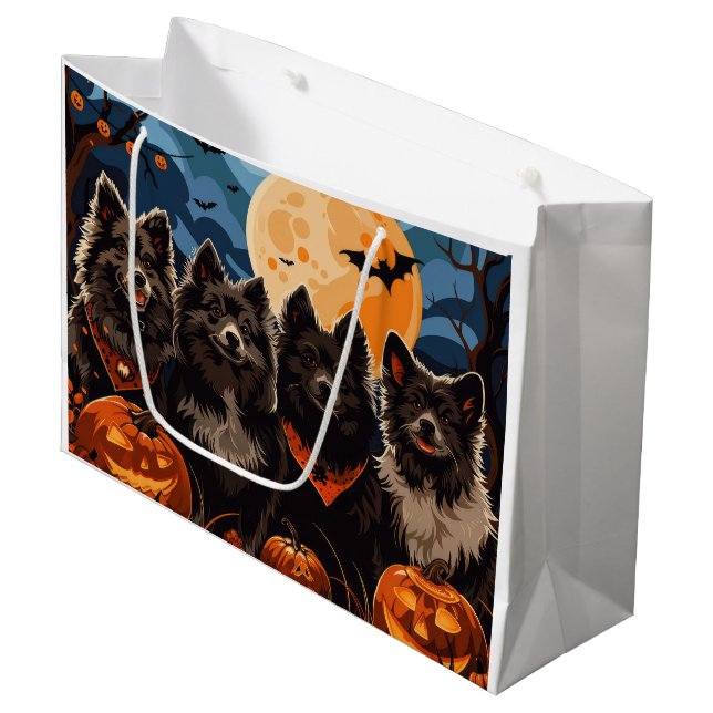 Finnish Lapphund Halloween Spooky Large Gift Bag (Front Angled)