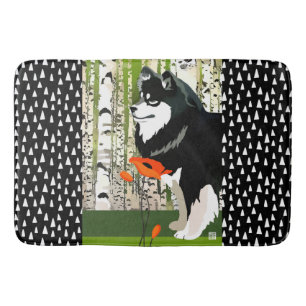 FINNISH LAPPHUND IN POPPIES   crate or bath mat