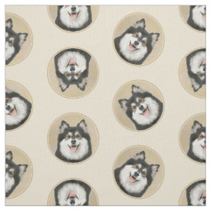 Finnish Lapphund Painting Black and Tan Dog Art Fabric