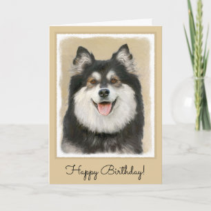 Finnish Lapphund Painting - Cute Original Dog Art Card