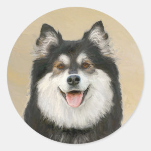 Finnish Lapphund Painting - Cute Original Dog Art Classic Round Sticker