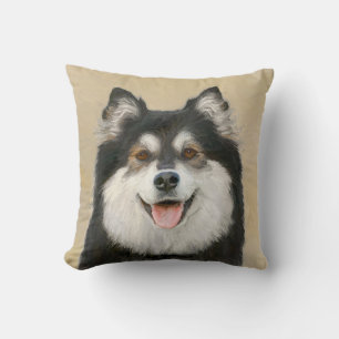 Finnish Lapphund Painting - Cute Original Dog Art Cushion