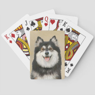 Finnish Lapphund Painting - Cute Original Dog Art Playing Cards
