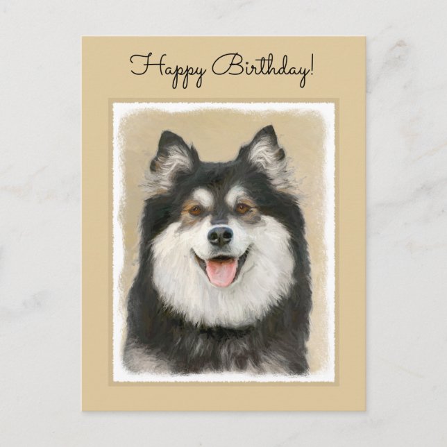 Finnish Lapphund Painting - Cute Original Dog Art Postcard (Front)