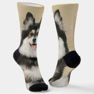 Finnish Lapphund Painting - Cute Original Dog Art Socks