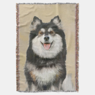 Finnish Lapphund Painting - Cute Original Dog Art Throw Blanket