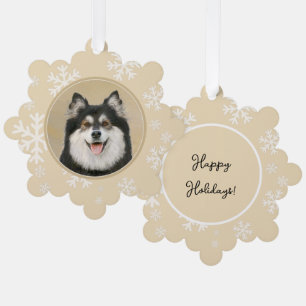 Finnish Lapphund Painting - Cute Original Dog Art Tree Decoration Card