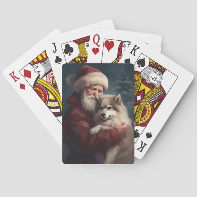 Finnish Lapphund Santa Claus Festive Christmas Playing Cards (Back)