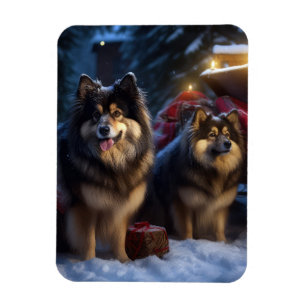 Finnish Lapphund Snowy Sleigh Christmas Decor Magnet